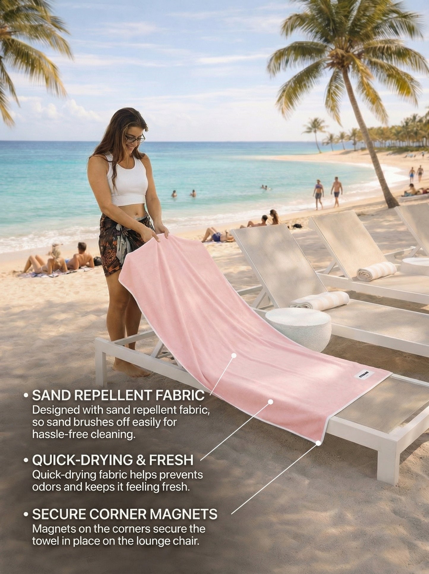 Dock & Dry Magnetic Towel - Pink