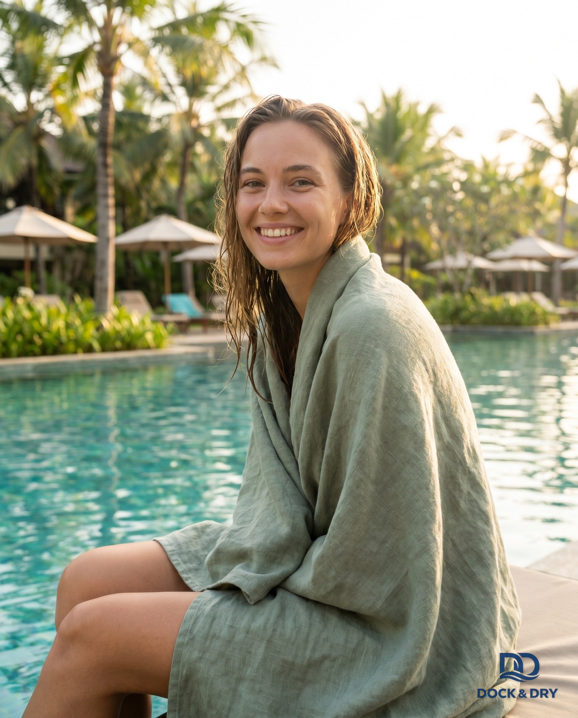 Soft microfiber beach towel at the pool – Dock & Dry